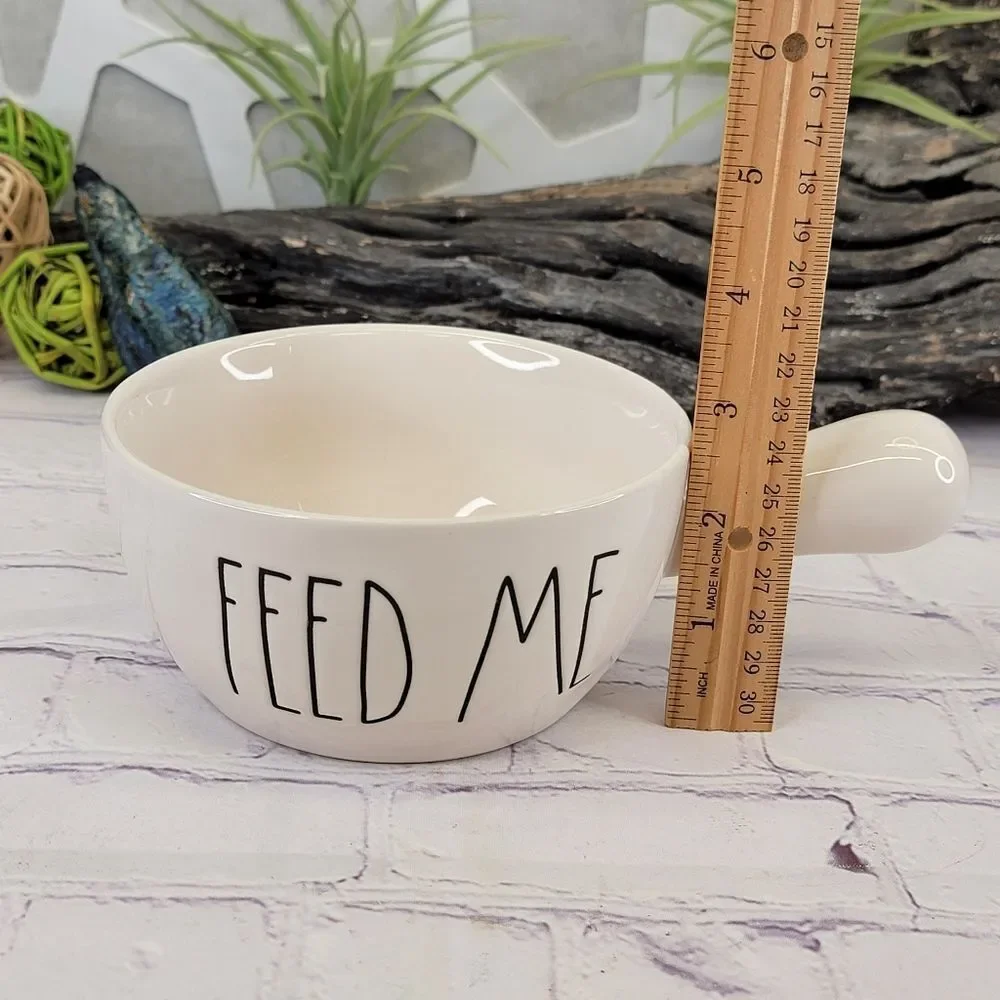 Rae Dunn FEED ME Ceramic Soup Crock with Handle